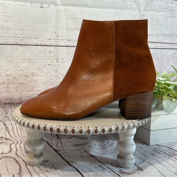 Crown Vintage Tan Caramel Cognac Leather Ankle Booties Size 7.5 - Picture 7 of 15